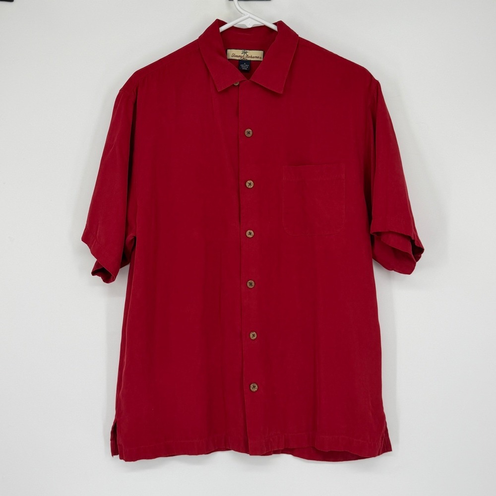 Tommy Bahama Silk Camp Shirt Red Button Up Mens Small Casual Luxury‎